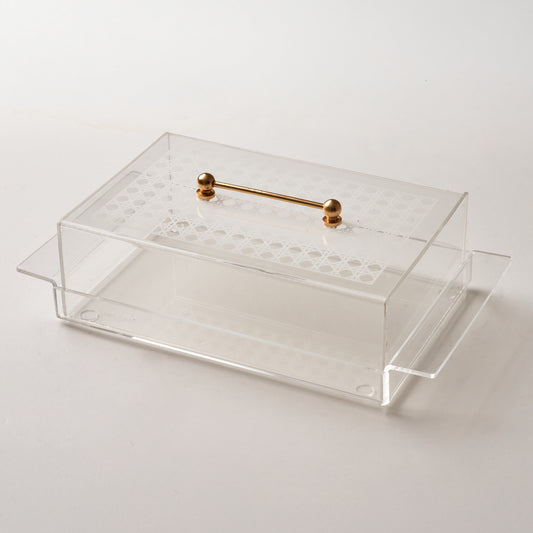 White Cane Covered Tray