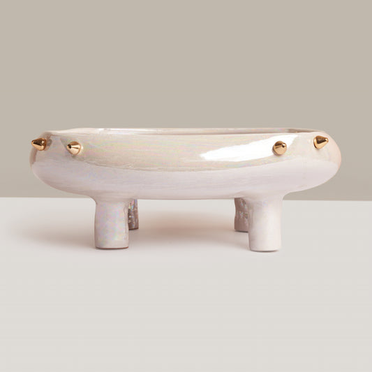 Terra Brass Squared Bowl on a Stand