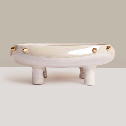 Terra Brass Squared Bowl on a Stand