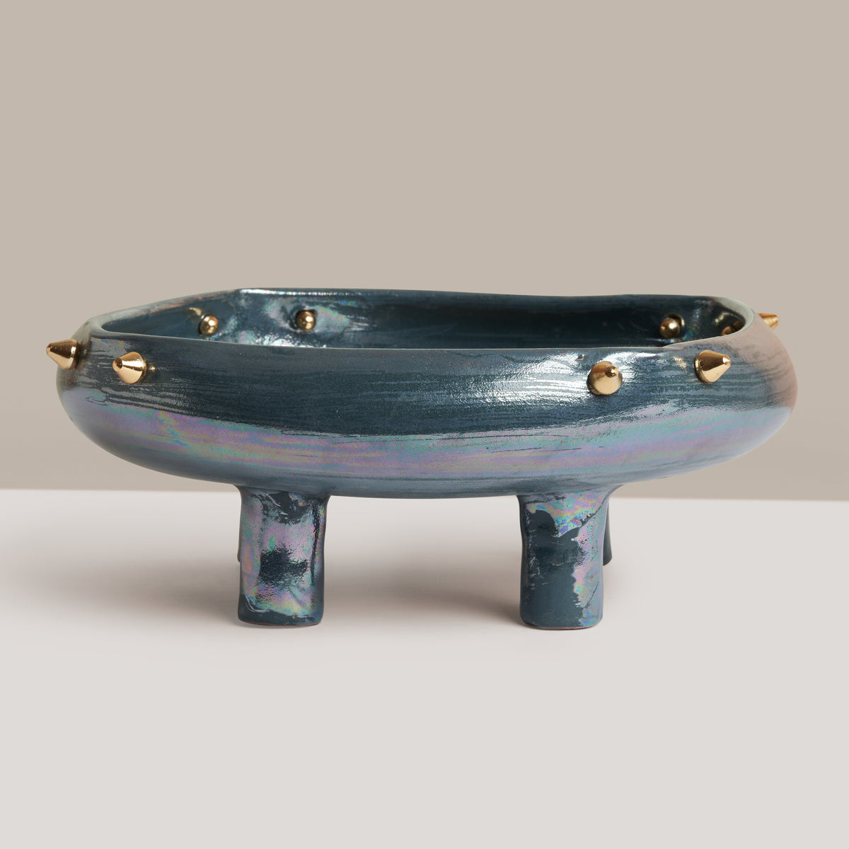 Terra Brass Squared Bowl on a Stand