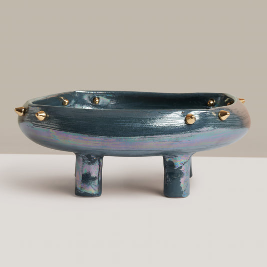 Terra Brass Squared Bowl on a Stand