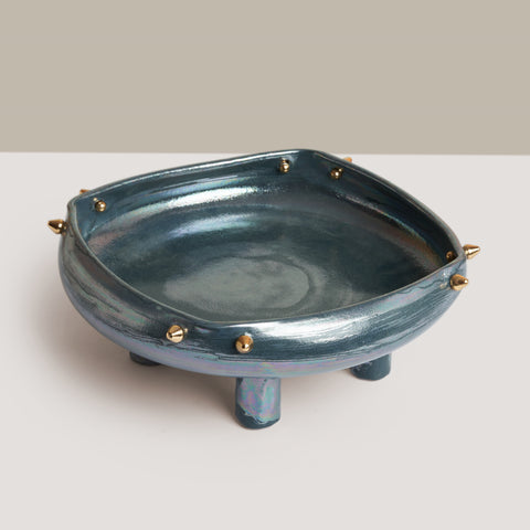 Terra Brass Squared Bowl on a Stand