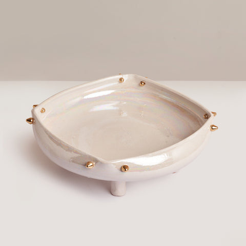 Terra Brass Squared Bowl on a Stand